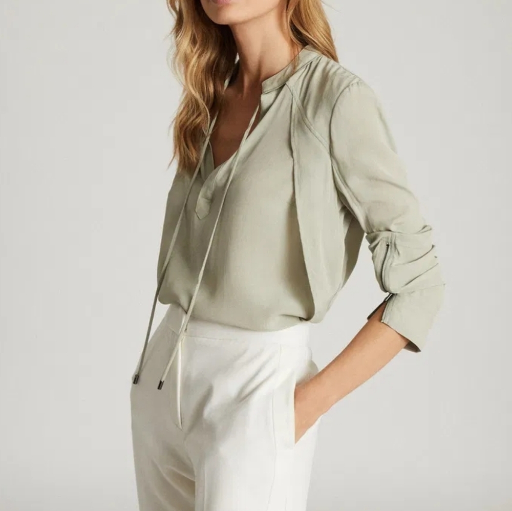 REISS | $185 Frances Zip Cuff Silk Blend Blouse - Picture 2 of 5